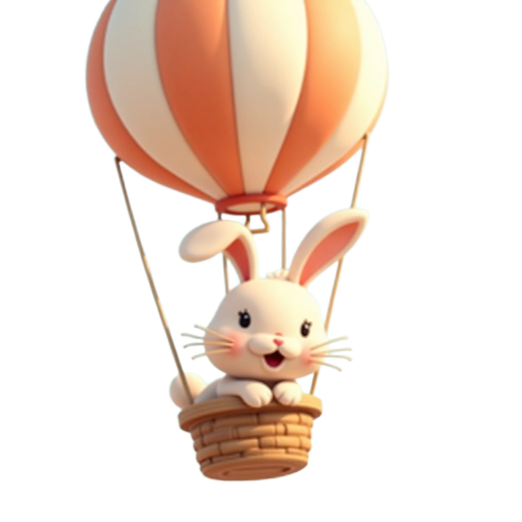 Adventurous Bunny in a Hot Air Balloon